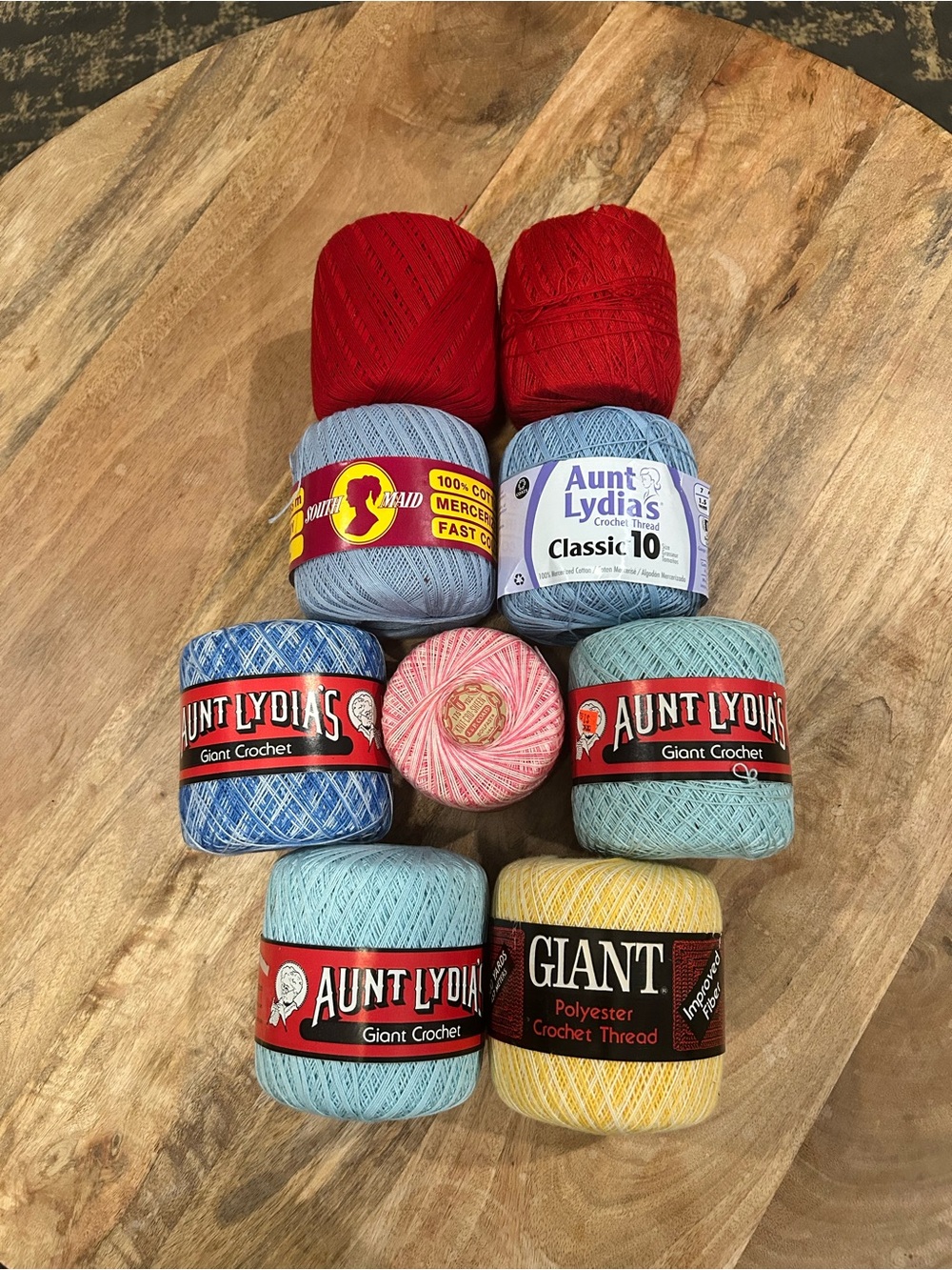 Vintage Aunt Lydia's & Giant Crochet Thread Assortment - Pastels & Red NOS